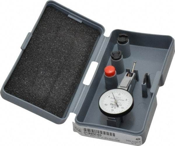 TESA Brown & Sharpe - 0.03 Inch Range, 0.0005 Inch Dial Graduation, Horizontal Dial Test Indicator - 1 Inch White Dial, 0-15-0 Dial Reading, Accurate to 0.0005 Inch - Apex Tool & Supply