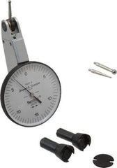 TESA Brown & Sharpe - 0.03 Inch Range, 0.0005 Inch Dial Graduation, Horizontal Dial Test Indicator - 1-1/2 Inch White Dial, 0-15-0 Dial Reading, Accurate to 0.0005 Inch - Apex Tool & Supply