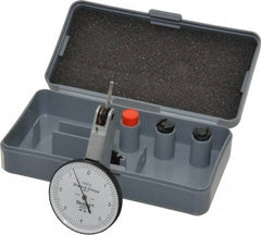 TESA Brown & Sharpe - 0.008 Inch Range, 0.0001 Inch Dial Graduation, Horizontal Dial Test Indicator - 1-1/2 Inch White Dial, 0-4-0 Dial Reading, Accurate to 0.0001 Inch - Apex Tool & Supply