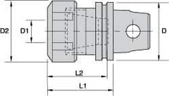 Kennametal - 0.02" to 5/8" Capacity, 45mm Projection, Modular Connection, ER25 Collet Chuck - 65mm OAL - Exact Industrial Supply