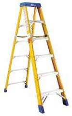 Made in USA - 9 Steps, 12 Ft. High, Type IAA Rating, Fiberglass Step Ladder - Apex Tool & Supply