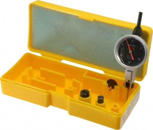 Peacock - 0.03 Inch Range, 0.0005 Inch Dial Graduation, Horizontal Dial Test Indicator - 1-3/8 Inch Black Dial, 0-15-0 Dial Reading, Accurate to 0.0005 Inch - Apex Tool & Supply