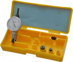 Peacock - 0.03 Inch Range, 0.0005 Inch Dial Graduation, Horizontal Dial Test Indicator - 1-3/8 Inch White Dial, 0-15-0 Dial Reading, Accurate to 0.0005 Inch - Apex Tool & Supply