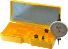 Peacock - 0.03 Inch Range, 0.0005 Inch Dial Graduation, Horizontal Dial Test Indicator - 1-53/64 Inch White Dial, 0-15-0 Dial Reading, Accurate to 0.0005 Inch - Apex Tool & Supply