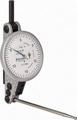 INTERAPID - 0.06 Inch Range, 0.0005 Inch Dial Graduation, Horizontal Dial Test Indicator - 1-1/2 Inch White Dial, 0-15-0 Dial Reading - Apex Tool & Supply