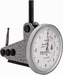 INTERAPID - 0.016 Inch Range, 0.0001 Inch Dial Graduation, Vertical Dial Test Indicator - 1-1/2 Inch White Dial, 0-4-0 Dial Reading - Apex Tool & Supply