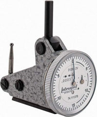 INTERAPID - 0.06 Inch Range, 0.0005 Inch Dial Graduation, Vertical Dial Test Indicator - 1.2 Inch White Dial, 0-15-0 Dial Reading - Apex Tool & Supply