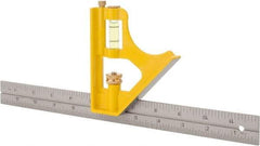 Stanley - 1 Piece, 12" Combination Square Set - 1/32, 1/16 & 1/8" (English) Graduation, Chrome Blade, Die Cast Metal Combination Head - Apex Tool & Supply
