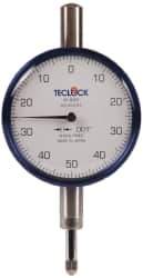 Teclock - 1/4" Range, 0-50-0 Dial Reading, 0.001" Graduation Dial Drop Indicator - 2-11/64" Dial, 0.1" Range per Revolution, 0.0007" Accuracy - Apex Tool & Supply
