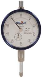Teclock - 1/2" Range, 0-100 Dial Reading, 0.001" Graduation Dial Drop Indicator - 2-11/64" Dial, 0.1" Range per Revolution, 0.0009" Accuracy, Revolution Counter - Apex Tool & Supply