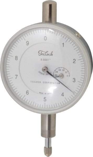 Teclock - 0.05" Range, 0-10 Dial Reading, 0.0001" Graduation Dial Drop Indicator - 2-13/64" Dial, 0.01" Range per Revolution, 0.0002" Accuracy, Revolution Counter - Apex Tool & Supply