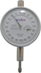 Teclock - 1mm Range, 0-100-0 Dial Reading, 0.001mm Graduation Dial Drop Indicator - 2-13/64" Dial, Revolution Counter - Apex Tool & Supply