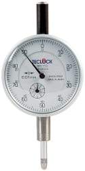 Teclock - 10mm Range, 0-100 Dial Reading, 0.01" Graduation Dial Drop Indicator - 2-11/64" Dial, 1" Range per Revolution, 0.015" Accuracy, Revolution Counter - Apex Tool & Supply