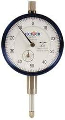 Teclock - 1/2" Range, 0-50-0 Dial Reading, 0.001" Graduation Dial Drop Indicator - 2-11/64" Dial, 0.1" Range per Revolution, 0.0009" Accuracy, Revolution Counter - Apex Tool & Supply