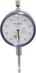 Teclock - 1" Range, 0-50-0 Dial Reading, 0.001" Graduation Dial Drop Indicator - 2-11/64" Dial, 0.1" Range per Revolution, 0.0014" Accuracy, Revolution Counter - Apex Tool & Supply