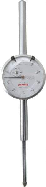 Peacock - 2" Range, 0-100 Dial Reading, 0.001" Graduation Dial Drop Indicator - 2-3/64" Dial, 0.005" Accuracy, Revolution Counter - Apex Tool & Supply