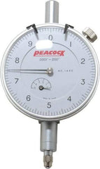 Peacock - 0.05" Range, 0-10 Dial Reading, 0.0001" Graduation Dial Drop Indicator - 2-3/64" Dial, 0.0003" Accuracy, Revolution Counter - Apex Tool & Supply