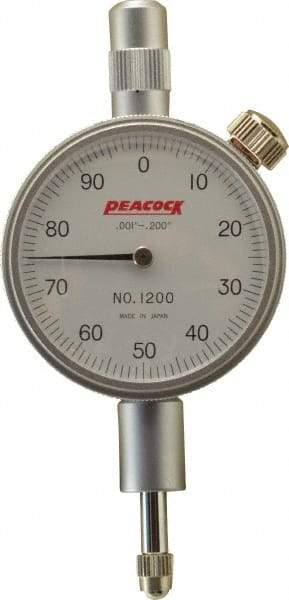 Peacock - 0.2" Range, 0-100 Dial Reading, 0.001" Graduation Dial Drop Indicator - 1-37/64" Dial, 0.001" Accuracy - Apex Tool & Supply
