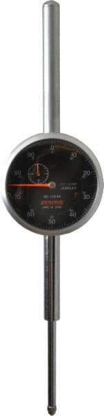 Peacock - 2" Range, 0-100 Dial Reading, 0.001" Graduation Dial Drop Indicator - 2-3/64" Dial, 0.005" Accuracy, Revolution Counter - Apex Tool & Supply