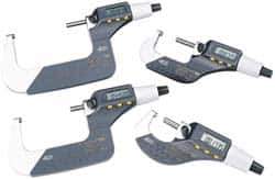 TESA Brown & Sharpe - 2 to 3 Inch Range, 0.0001 Inch Resolution, Standard Throat, IP54 Electronic Outside Micrometer - 0.0002 Inch Accuracy, Carbide Face, Includes Plastic Case - Apex Tool & Supply