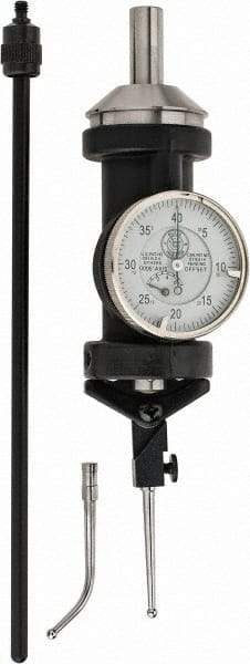 Made in USA - 5 Piece, 0" to 1/4" Measuring Range, White Dial Test Indicator Kit - 0.0002" Accuracy, 1/8" Ball Diam, 0.0005" Dial Graduation - Apex Tool & Supply