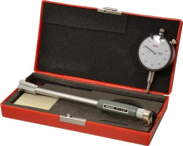 Value Collection - 8 Anvil, 0.7 to 1-1/2" Dial Bore Gage - 0.001" Graduation, 5" Gage Depth - Apex Tool & Supply