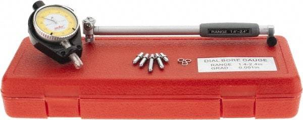 Value Collection - 6 Anvil, 1.4 to 2.4" Dial Bore Gage - 0.001" Graduation, 6" Gage Depth - Apex Tool & Supply