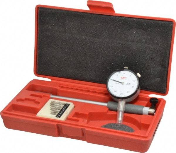 Value Collection - 8 Anvil, 0.7 to 1-1/2" Dial Bore Gage - 0.0005" Graduation, 5" Gage Depth - Apex Tool & Supply