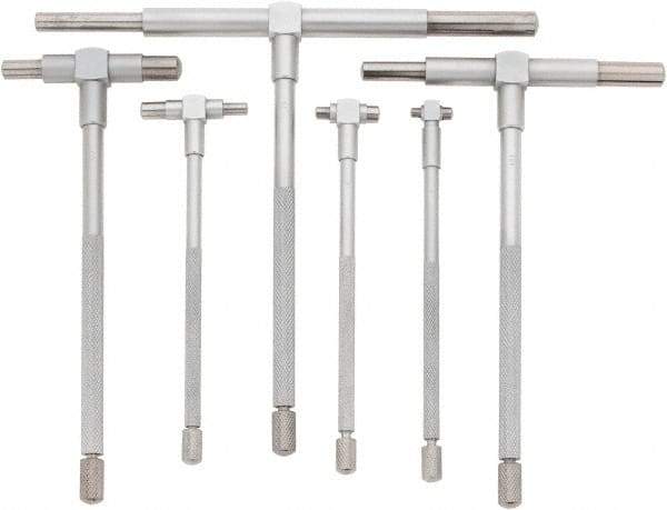 Value Collection - 6 Piece, 5/16 to 6 Inch, Hardened Tool Steel, Satin Chrome Finish, Telescoping Gage Set - 4 and 5 Inch Long Handles - Apex Tool & Supply