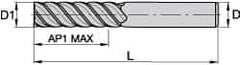 Kennametal - 3/4", 1-1/8" LOC, 3/4" Shank Diam, 6" OAL, 4 Flute, Solid Carbide Square End Mill - Single End, TiAlN/TiN/TiAlN Finish, Spiral Flute, 50° Helix, Centercutting, Right Hand Cut, Right Hand Flute, Series HPRDM - Apex Tool & Supply