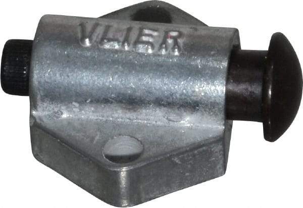 Vlier - 7/8" Base Width, 1/8" Stroke Len, 3/8" Stop Head OD, 21/32" Btw Mt Hole Ctrs, 19/32" Btw Mt Hole & Edge, Round Spring Locating Stop - 11/16" Body Len x 7/8" Body Width, 7/32" Base Thickness, 5.13 Lb Init, 10 Lb Mid, 14.9 Lb Final End Force - Apex Tool & Supply