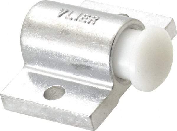 Vlier - 2" Base Width, 1/4" Stroke Len, 13/16" Stop Head OD, 1-1/2" Btw Mt Hole Ctrs, 1-7/32" Btw Mt Hole & Edge, Round Spring Locating Stop - 1-3/8" Body Len x 2" Body Width, 7/16" Base Thickness, 14.4 Lb Init, 32 Lb Mid, 45.4 Lb Final End Force - Apex Tool & Supply