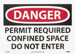NMC - "Danger - Permit Required - Confined Space - Do Not Enter", 10" Long x 14" Wide, Rigid Plastic Safety Sign - Rectangle, 0.05" Thick, Use for Accident Prevention - Apex Tool & Supply