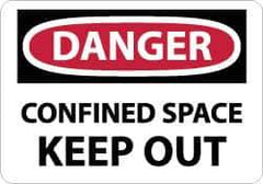 NMC - Accident Prevention Label, Header: DANGER - Legend: Danger - Confined Space - Keep Out, English, Red, Black & White, 5" Long x 3" High, Sign Muscle Finish - Apex Tool & Supply