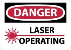 NMC - "Danger - Laser Operating", 10" Long x 14" Wide, Rigid Plastic Safety Sign - Rectangle, 0.05" Thick, Use for Accident Prevention - Apex Tool & Supply