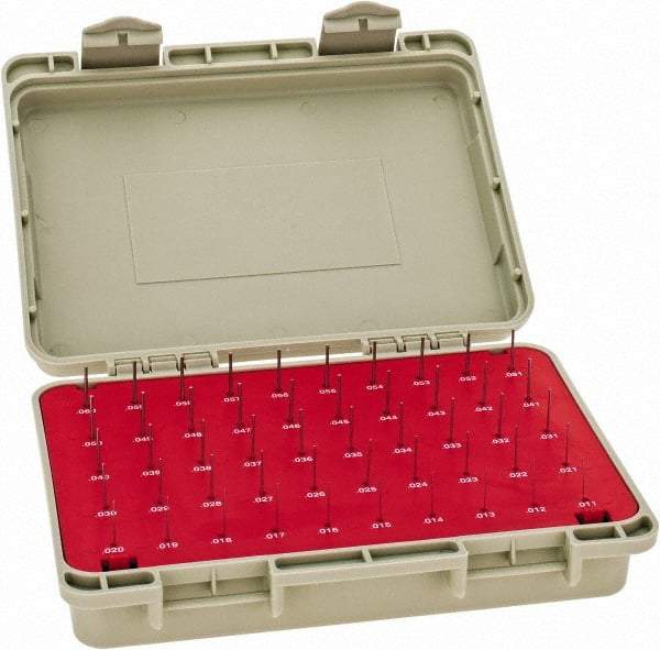 Vermont Gage - 50 Piece, 0.011-0.06 Inch Diameter Plug and Pin Gage Set - Minus 0.0002 Inch Tolerance, Class ZZ - Apex Tool & Supply