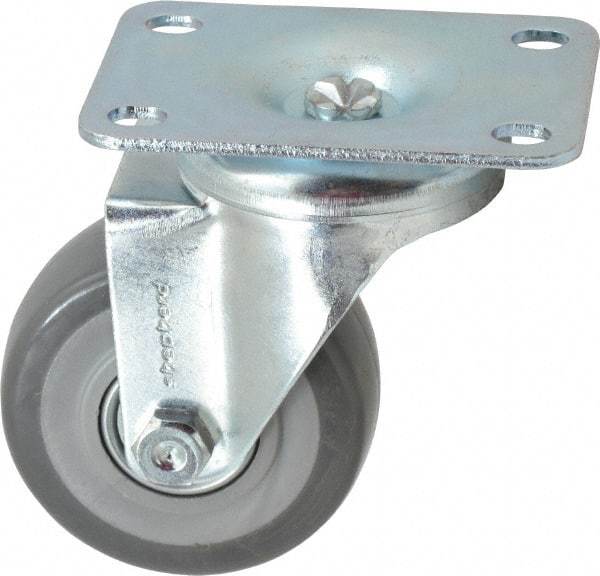 Shepherd - 3" Diam x 1-1/4" Wide x 4-1/4" OAH Top Plate Mount Swivel Caster - Polyurethane, 185 Lb Capacity, Ball Bearing, 2-5/8 x 3-3/4" Plate - Apex Tool & Supply