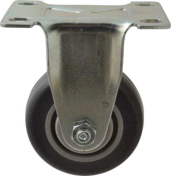 Shepherd - 3" Diam x 1-1/4" Wide x 4-1/4" OAH Top Plate Mount Rigid Caster - Polyurethane, 185 Lb Capacity, Ball Bearing, 2-5/8 x 3-3/4" Plate - Apex Tool & Supply