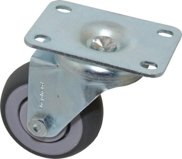 Shepherd - 3" Diam x 1-1/4" Wide x 4-1/4" OAH Top Plate Mount Swivel Caster - TPR, 165 Lb Capacity, Ball Bearing, 2-5/8 x 3-3/4" Plate - Apex Tool & Supply