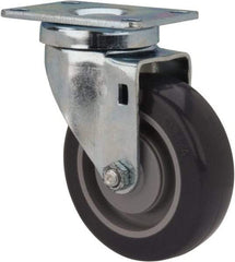 Shepherd - 4" Diam x 1-1/4" Wide x 5-1/4" OAH Top Plate Mount Swivel Caster - Polyurethane, 200 Lb Capacity, Ball Bearing, 2-5/8 x 3-3/4" Plate - Apex Tool & Supply