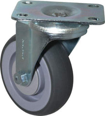Shepherd - 4" Diam x 1-1/4" Wide x 5-1/4" OAH Top Plate Mount Swivel Caster - TPR, 185 Lb Capacity, Ball Bearing, 2-5/8 x 3-3/4" Plate - Apex Tool & Supply