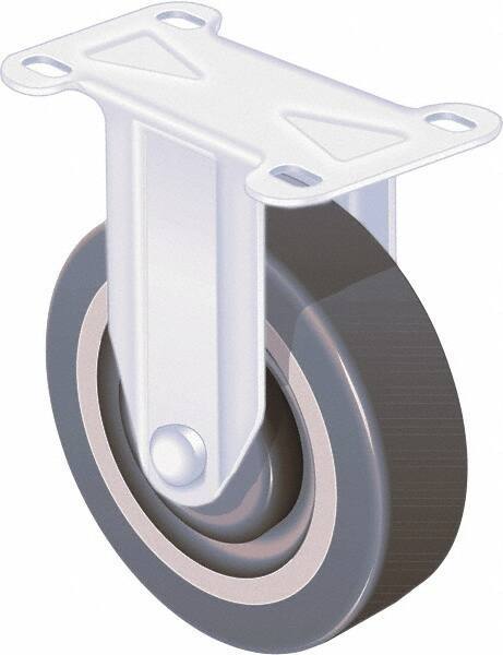 Shepherd - 4" Diam x 1-1/4" Wide x 5-1/4" OAH Top Plate Mount Rigid Caster - TPR, 185 Lb Capacity, Ball Bearing, 2-5/8 x 3-3/4" Plate - Apex Tool & Supply