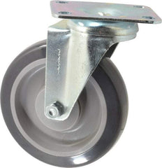 Shepherd - 5" Diam x 1-1/4" Wide x 6-1/4" OAH Top Plate Mount Swivel Caster - Polyurethane, 225 Lb Capacity, Ball Bearing, 2-5/8 x 3-3/4" Plate - Apex Tool & Supply