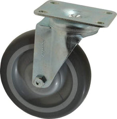 Shepherd - 5" Diam x 1-1/4" Wide x 6-1/4" OAH Top Plate Mount Swivel Caster - TPR, 200 Lb Capacity, Ball Bearing, 2-5/8 x 3-3/4" Plate - Apex Tool & Supply