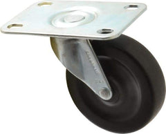 Shepherd - 3" Diam x 13/16" Wide x 3-1/2" OAH Top Plate Mount Swivel Caster with Brake - Hard Rubber, 120 Lb Capacity, Nylon Bearing, 2-5/8 x 3-3/4" Plate - Apex Tool & Supply