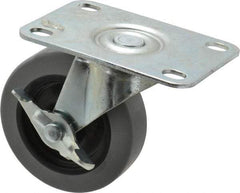 Shepherd - 3" Diam x 13/16" Wide x 3-1/2" OAH Top Plate Mount Swivel Caster with Brake - Polyurethane, 120 Lb Capacity, Plain Bearing, 2-5/8 x 3-3/4" Plate - Apex Tool & Supply