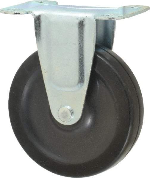 Shepherd - 4" Diam x 15/16" Wide x 4-3/4" OAH Top Plate Mount Rigid Caster - Soft Rubber, 125 Lb Capacity, Nylon Bearing, 2-5/8 x 3-3/4" Plate - Apex Tool & Supply