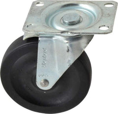 Shepherd - 4" Diam x 15/16" Wide x 4-3/4" OAH Top Plate Mount Swivel Caster with Brake - Hard Rubber, 150 Lb Capacity, Nylon Bearing, 2-5/8 x 3-3/4" Plate - Apex Tool & Supply