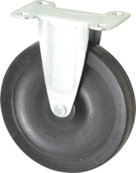 Shepherd - 5" Diam x 15/16" Wide x 5-3/4" OAH Top Plate Mount Rigid Caster - Soft Rubber, 135 Lb Capacity, Nylon Bearing, 2-5/8 x 3-3/4" Plate - Apex Tool & Supply