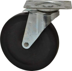 Shepherd - 5" Diam x 15/16" Wide x 5-3/4" OAH Top Plate Mount Swivel Caster with Brake - Hard Rubber, 160 Lb Capacity, Nylon Bearing, 2-5/8 x 3-3/4" Plate - Apex Tool & Supply